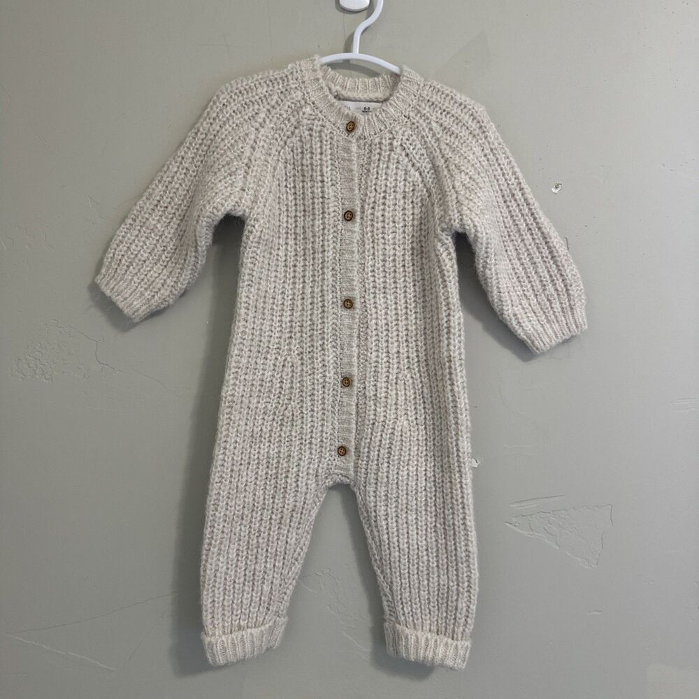 Zara 6-9 Months Cream Cable Knit Romper One Piece Bodysuit Baby